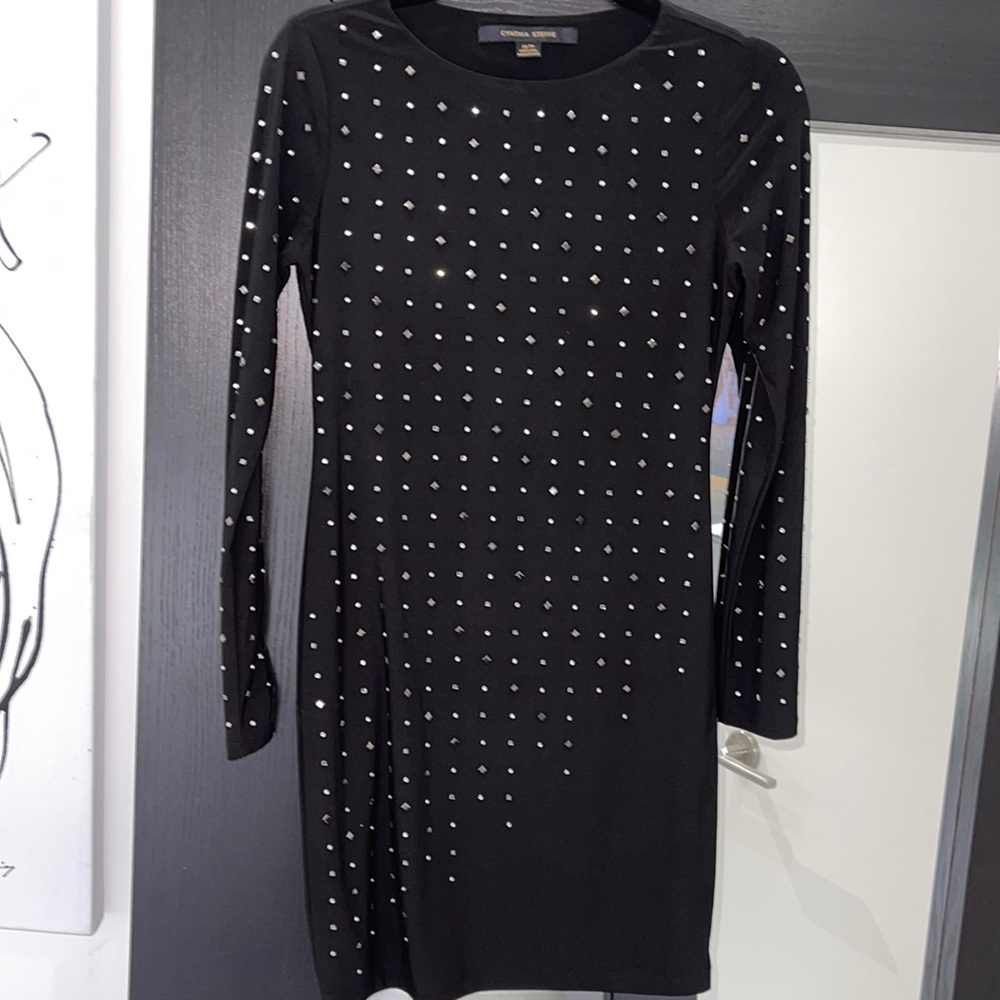 Cynthia steffe black dress with grommet detail